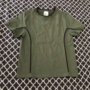 Gymshark Kids Boys Everyday Seamless Tight Fit Crew Neck Tee Sz Small Green Ee18